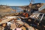 A damaged home following a tornado in Cambridge Shores, Kentucky, on Dec. 13, 2021.