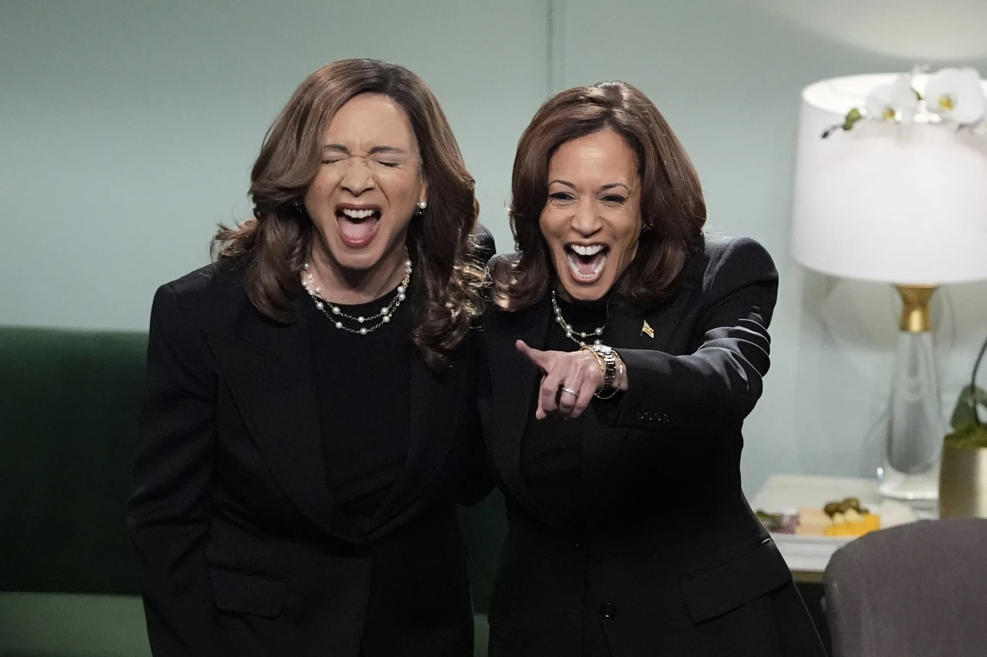 Kamala Harris appears on NBC’s “Saturday Night Live,” with Maya Rudolph, on Nov. 2.