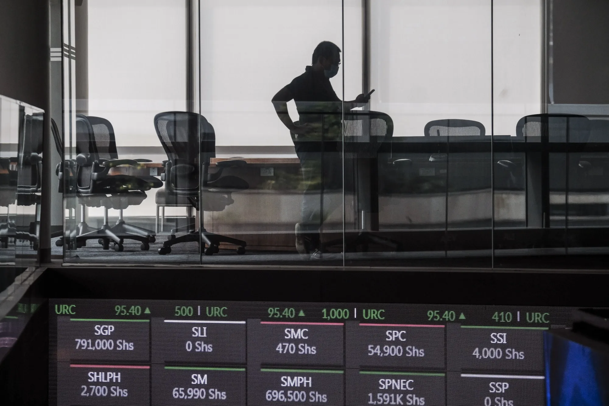 An electronic ticker at the Philippine Stock Exchange in Taguig, the Philippines.
