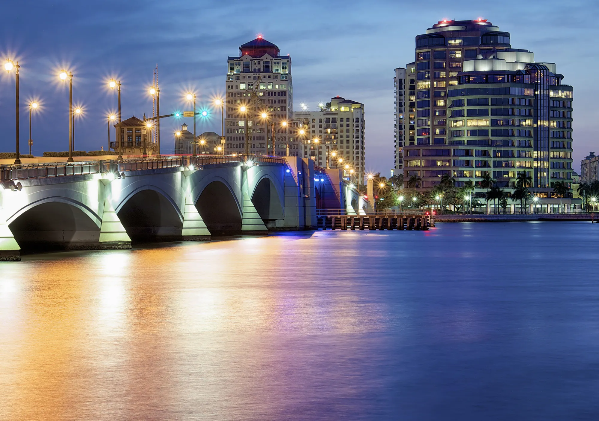 West Palm Beach at Night, Florida, United States
