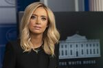 Kayleigh McEnany pauses during a briefing in Washington on May 1. 