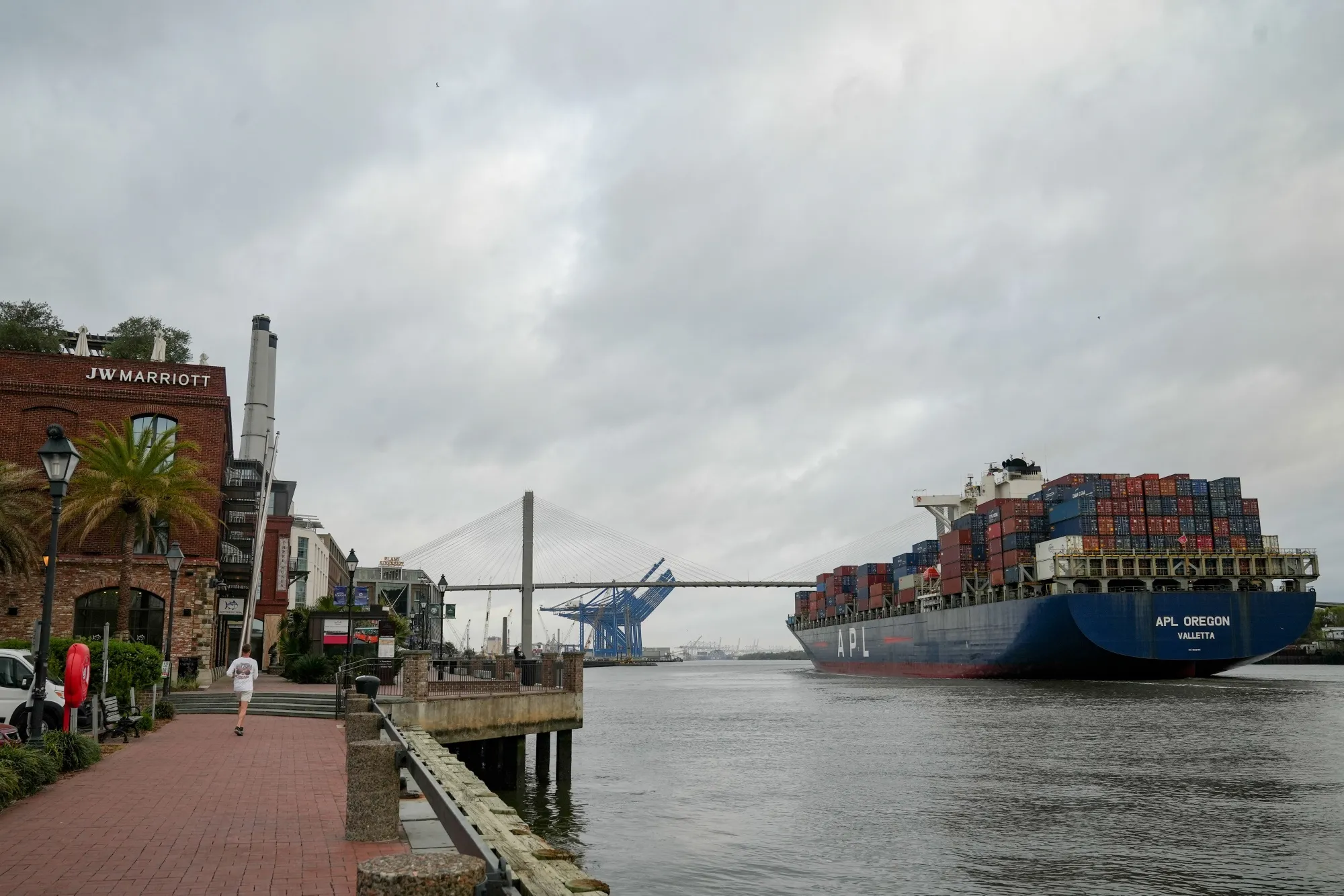 A container ship at the Port of Savannah in Savannah, Georgia.