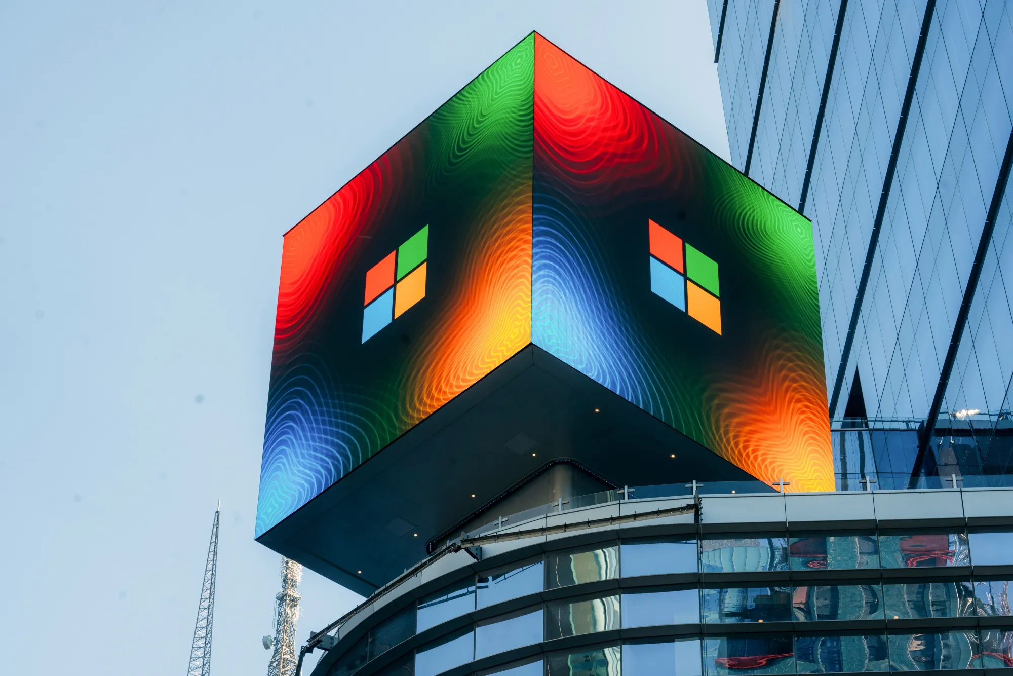 Microsoft Corp. signage in New York.