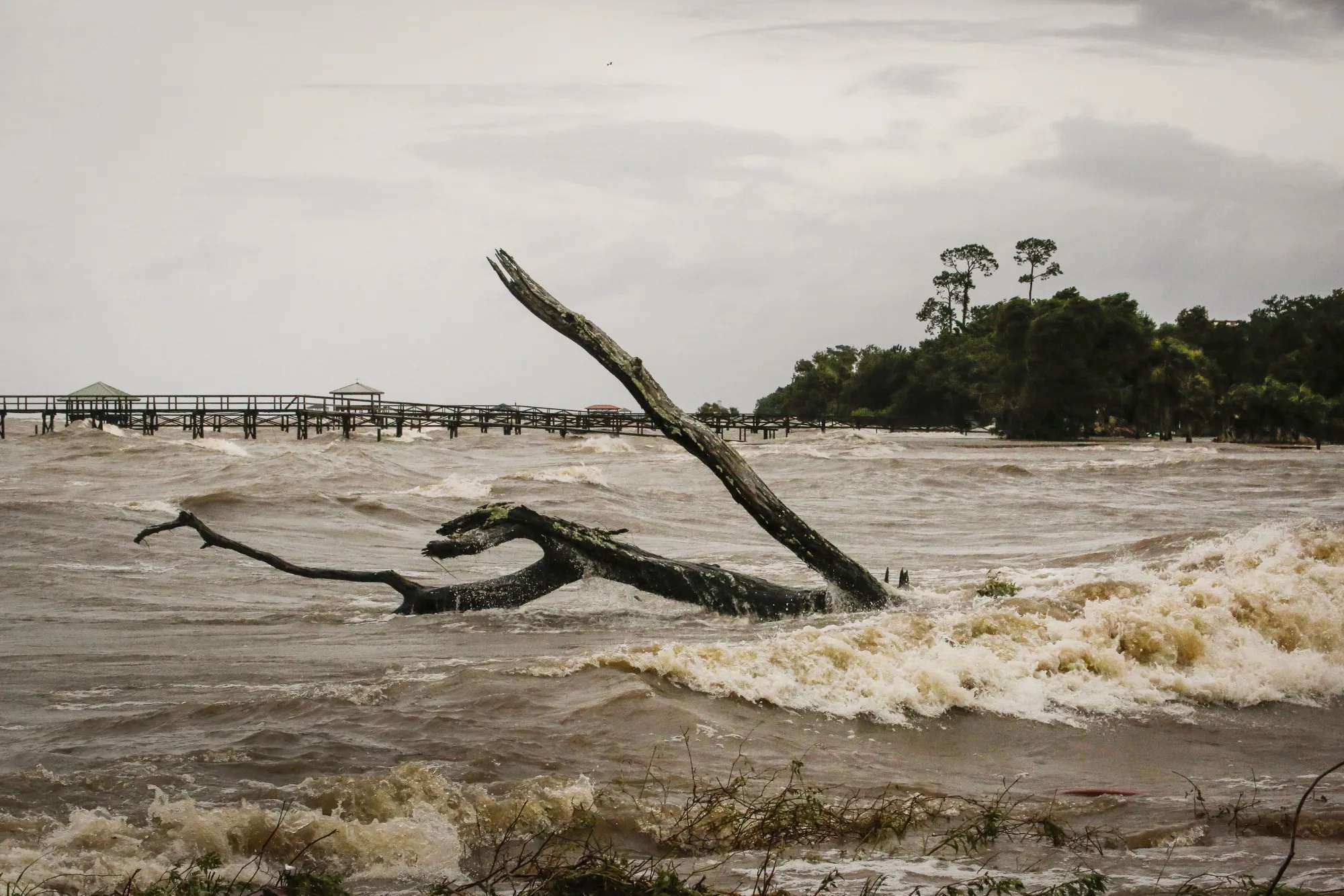 Storm surge near Lake Pontchartrain after Tropical Storm Barry hit in Louisiana in July.&nbsp;