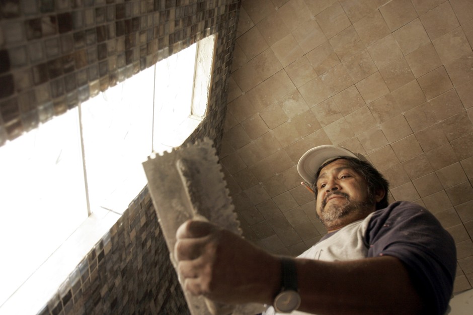 A Hispanic construction worker in McKinney, Texas. 
