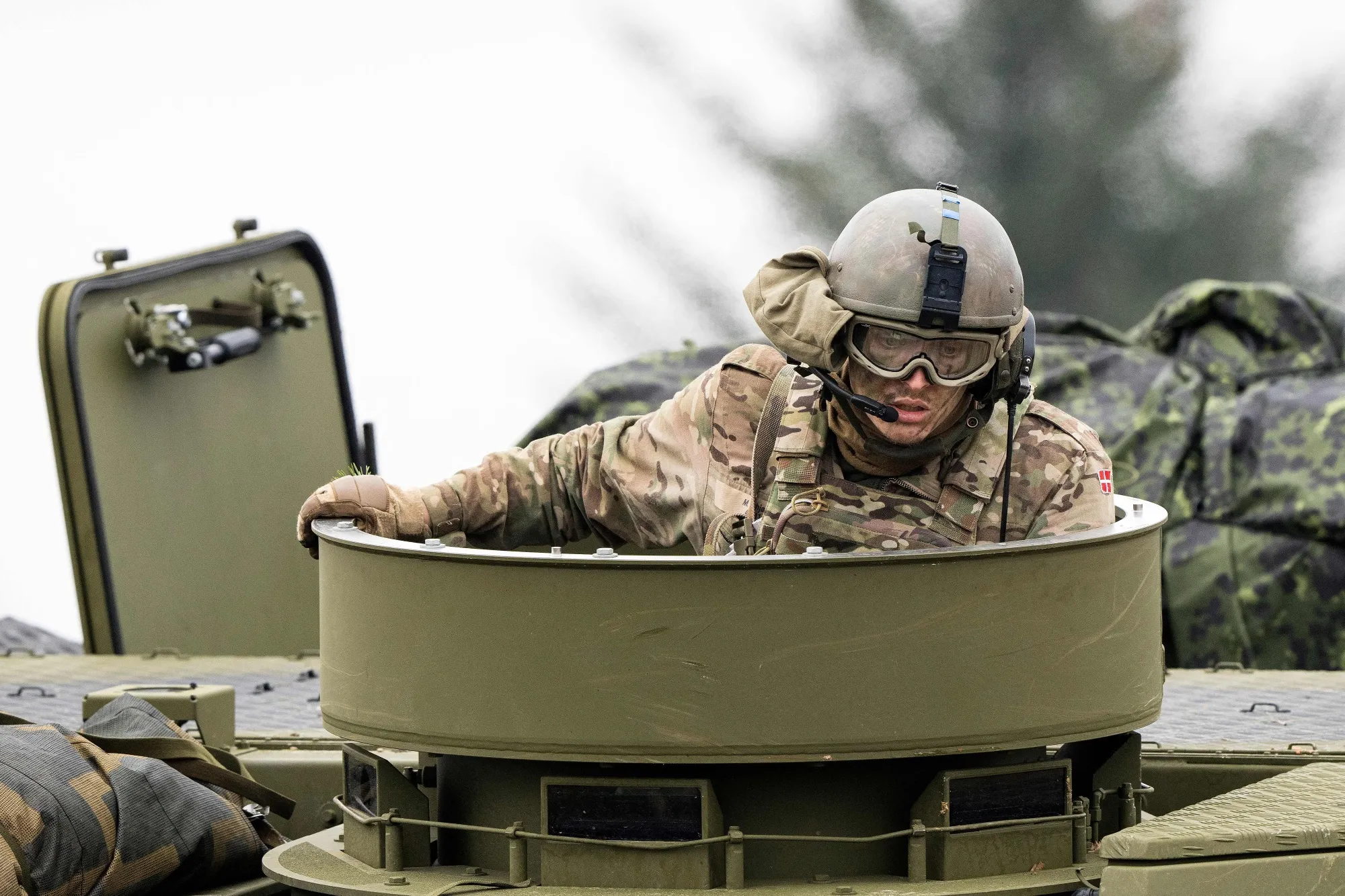 A Danish combat battalion soldier training in Jutland, Denmark, in March.