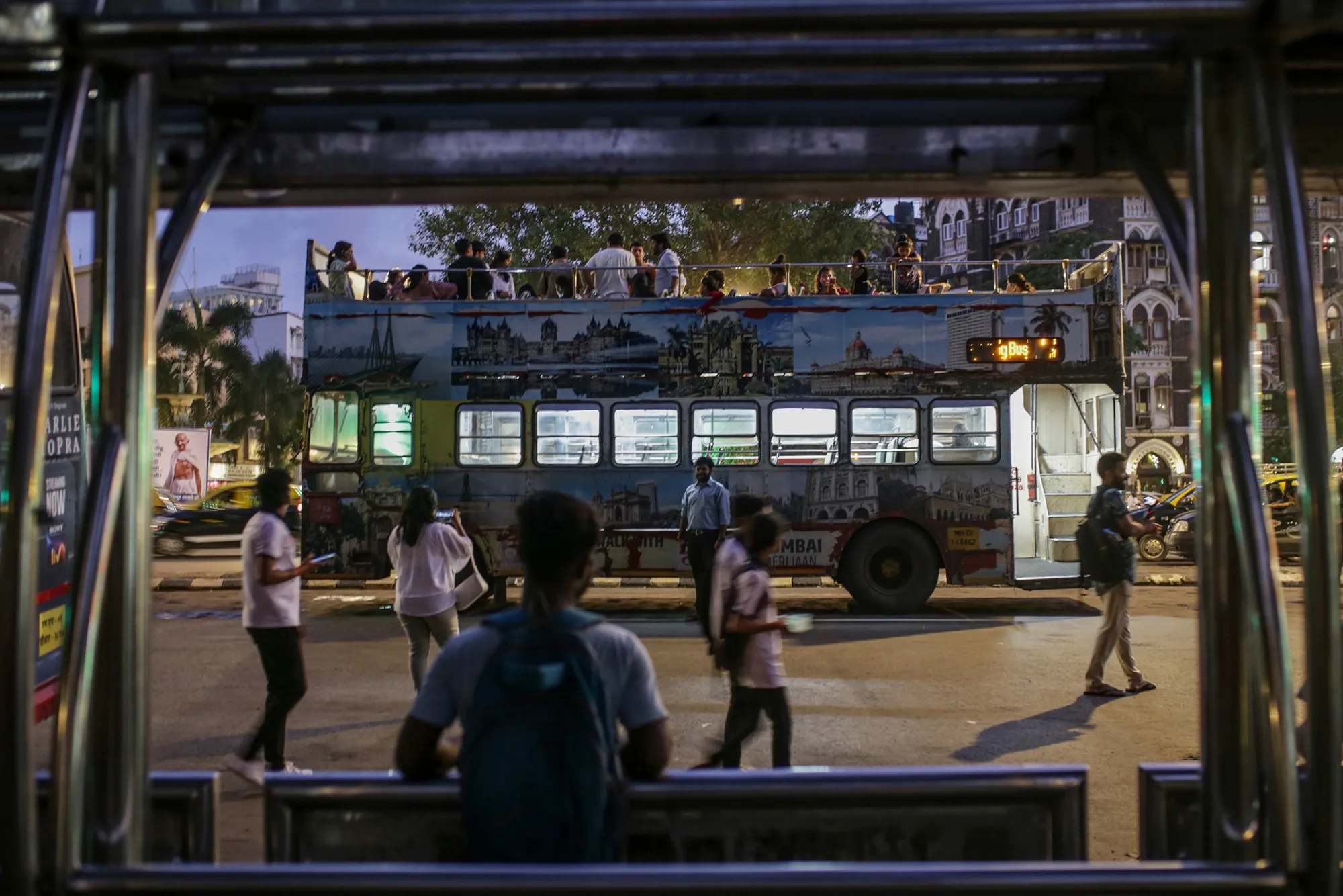 An open roof double-decker bus in Mumbai this month.&nbsp;