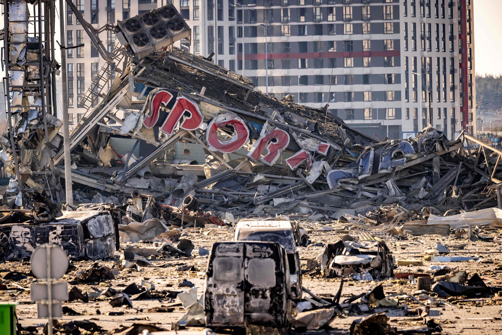 The destroyed Retroville near&nbsp;Kyiv in March.