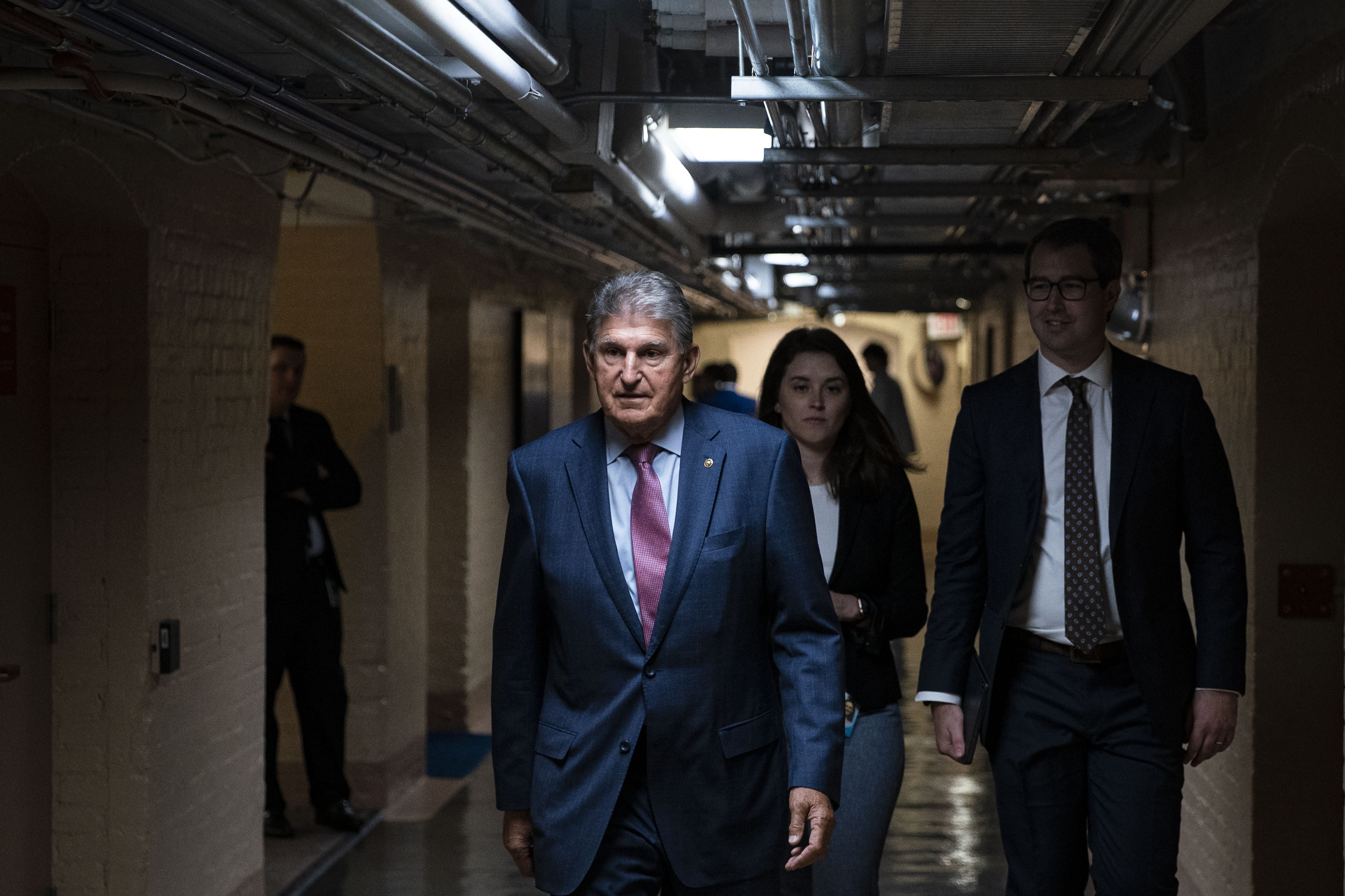 Senator Joe Manchin&nbsp;arrives for a meeting with Texas Democrats at his hideaway office in the basement of the U.S. Capitol in Washington, D.C., on&nbsp;July 15.&nbsp;
