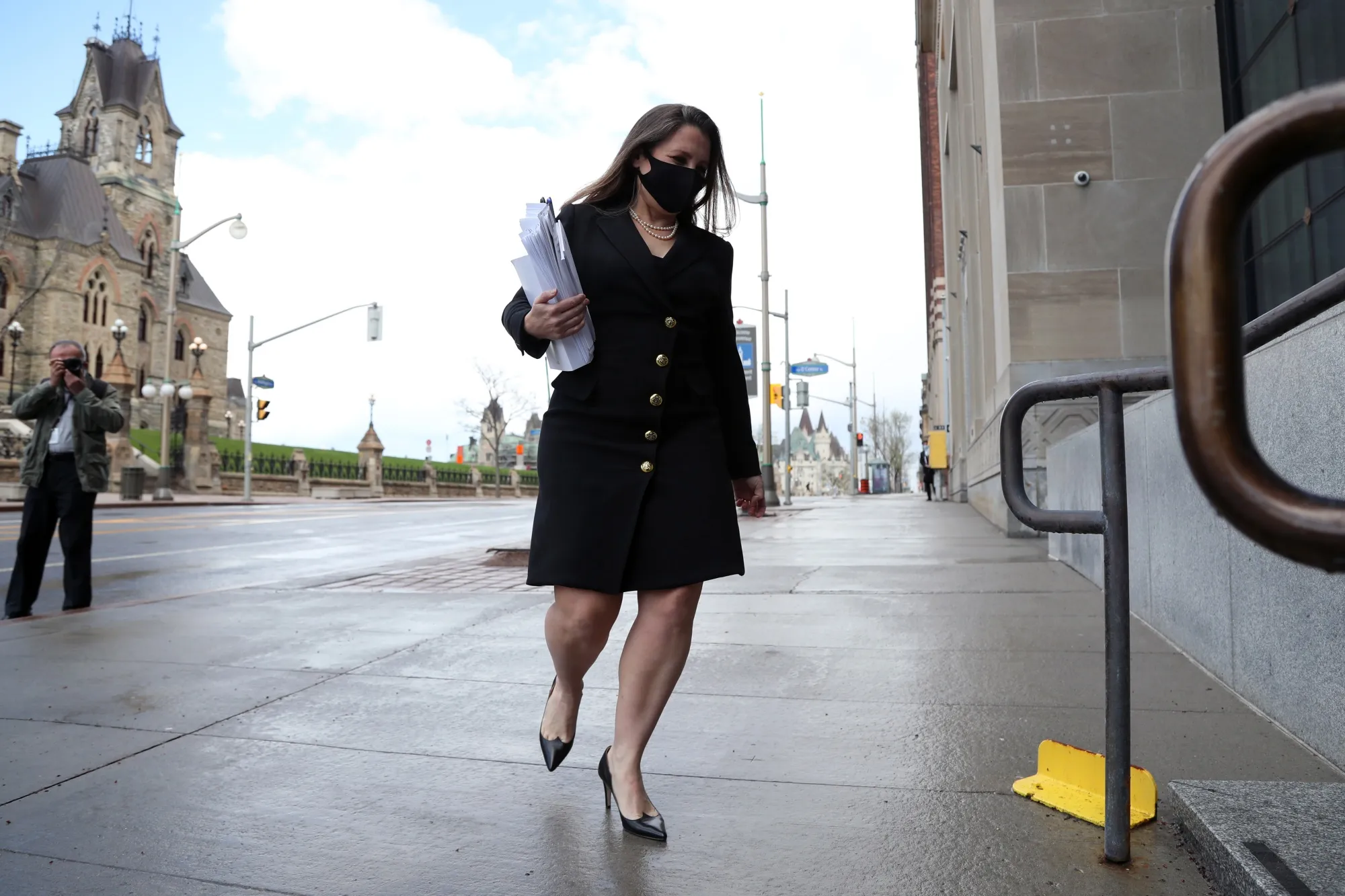 Chrystia Freeland arrives at an Ottawa conference before delivering her debut budget as finance minister on April 19.