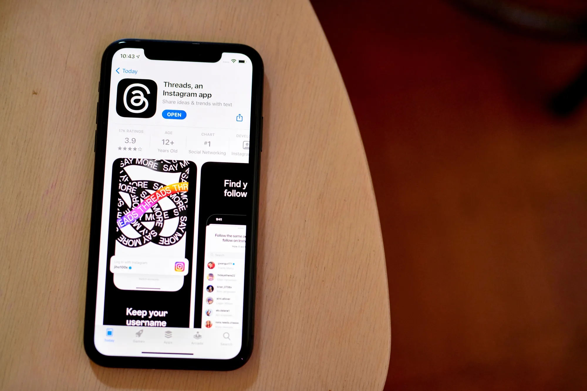 The Threads app on a smartphone.
