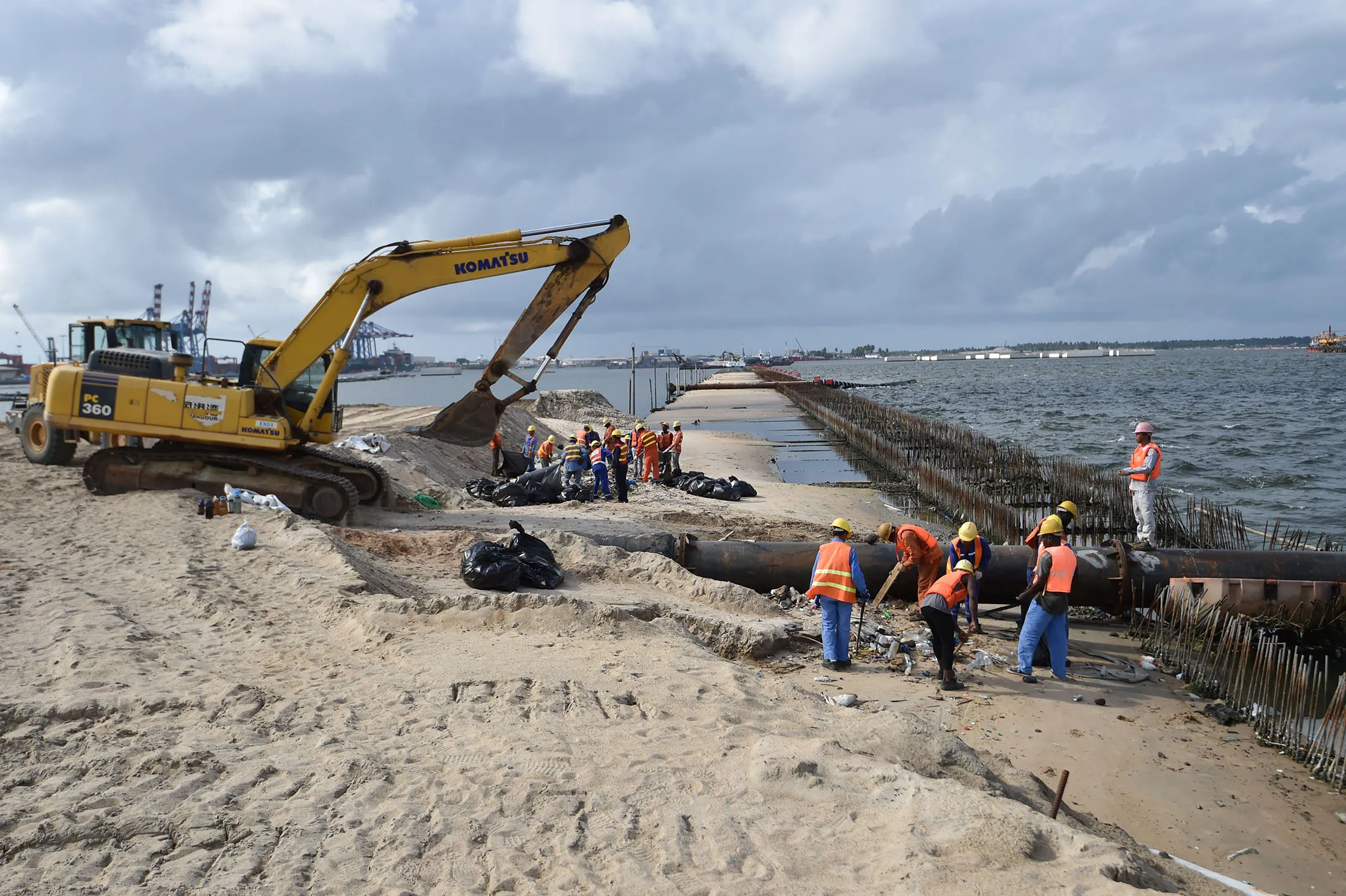 Construction on the Abidjan port in&nbsp;Ivory Coast on March 15, 2018.