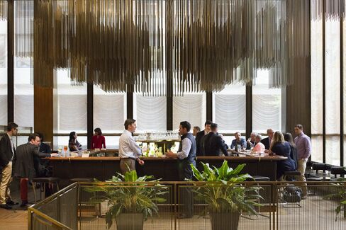 Patrons enjoying the last few months of the Four Seasons' original decor.
