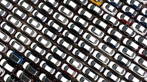 Vehicles bound for export at a port in Ulsan, South Korea.