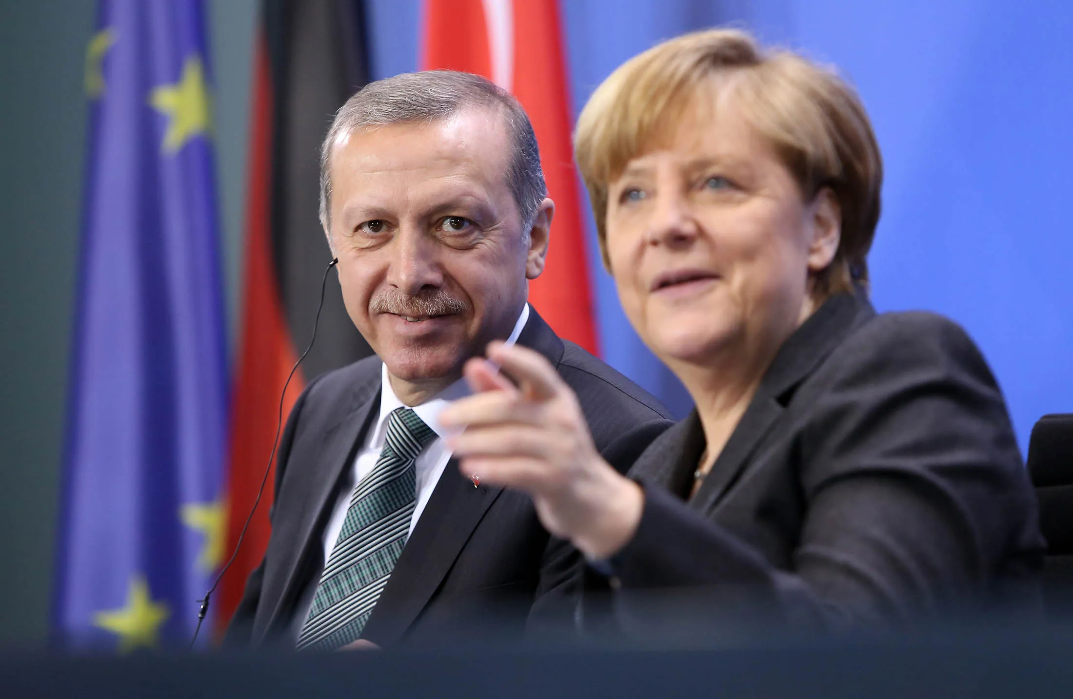 German Chancellor Angela Merkel and Turkish Prime Minister Recep Tayyip Erdogan.
