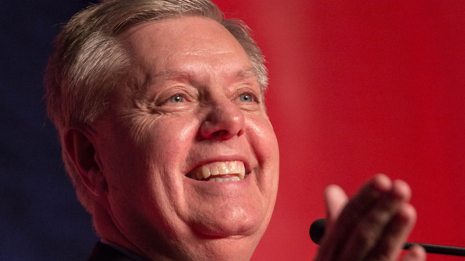 COLUMBIA, SC - MAY 01: U.S. Senator and GOP Presidental hopeful Lindsey Graham speaks during the 48th Annual Silver Elephant Dinner on May 1, 2015 in Columbia, South Carolina. The event honored Republican National Committee Chairman Reince Priebus and was attended by several presidential candidates.

