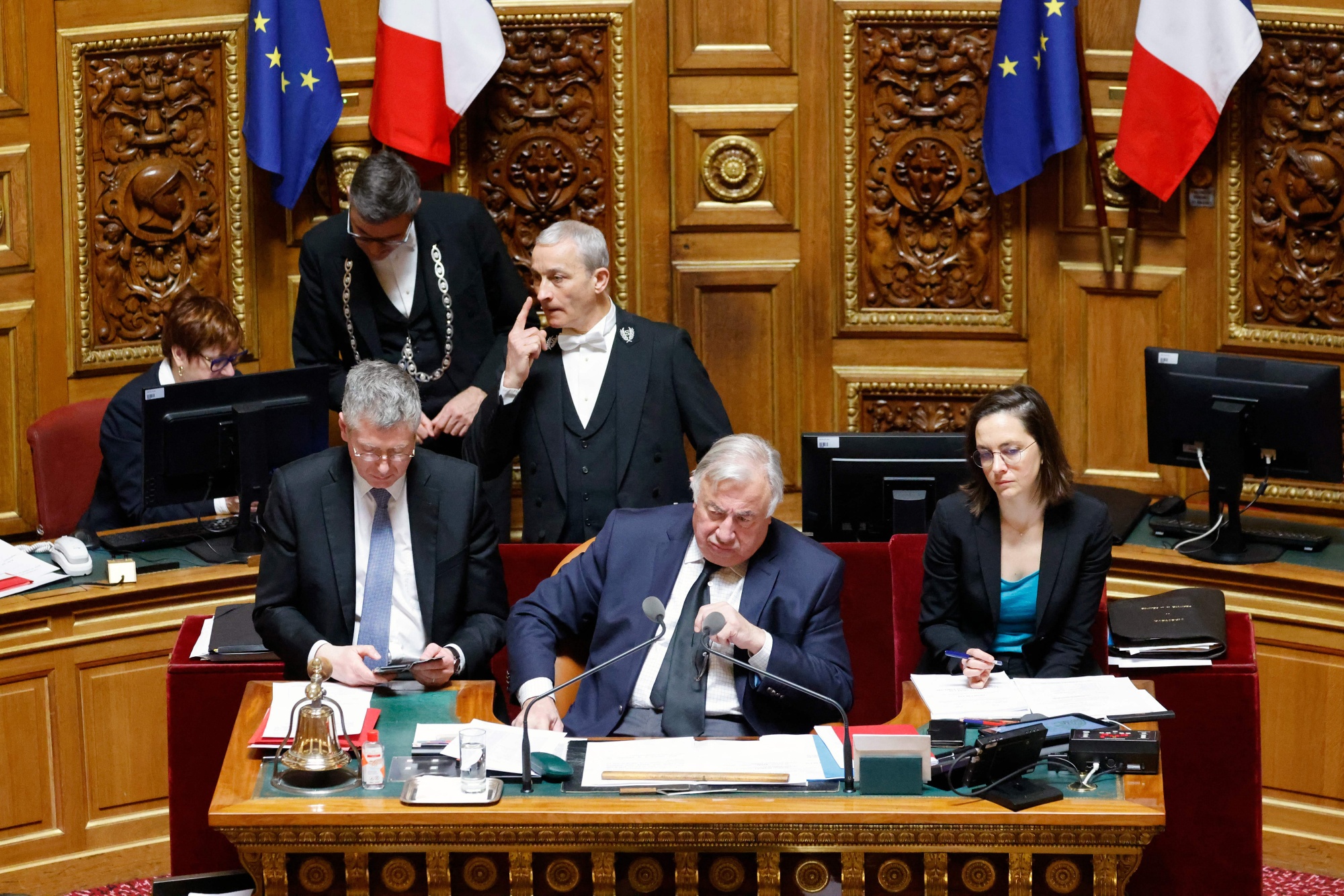 A voting session on the government's pension reform at the French Senate, on March 16.