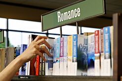 Romance novel section of a bookstore