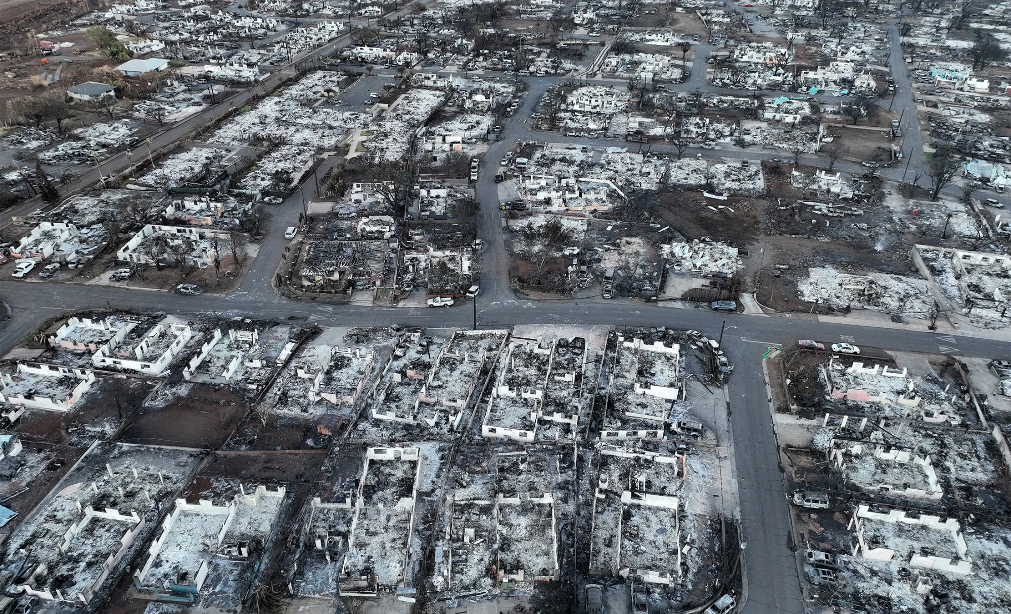 Burned&nbsp;homes and cars in Lahaina, Maui, Hawaii, on Aug. 18.