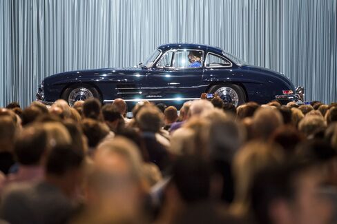 A 1955 Mercedes-Benz 300 SL Gullwing vehicle during the Gooding & Co. auction.
