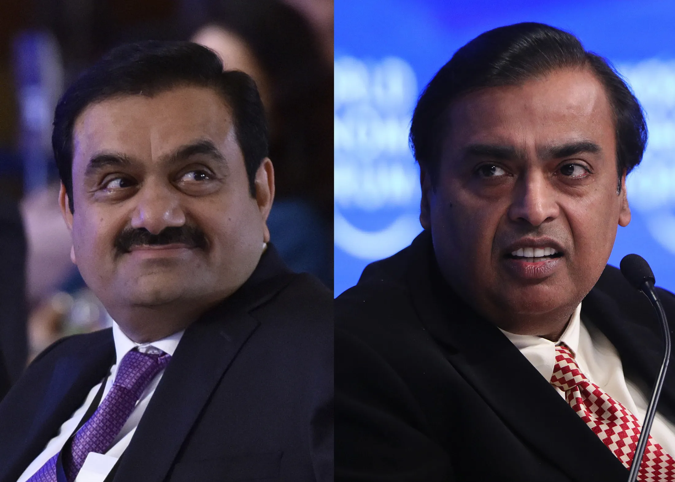 Gautam Adani, left, and Mukesh Ambani.