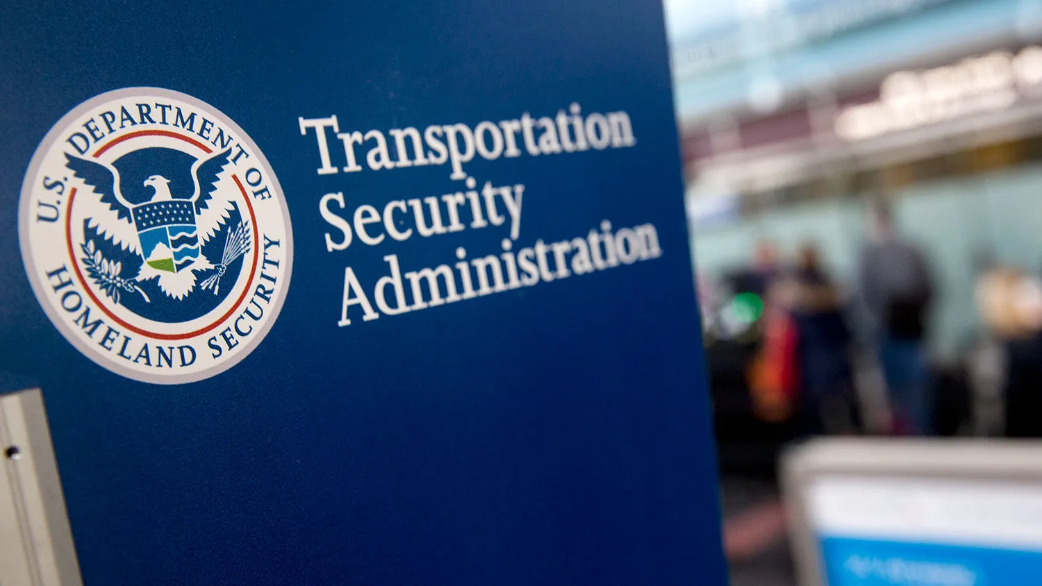 A Transportation Security Administration (TSA) sign stands at Ronald Reagan National Airport (DCA) in Washington, D.C., U.S., on Wednesday, Feb. 25, 2015.
