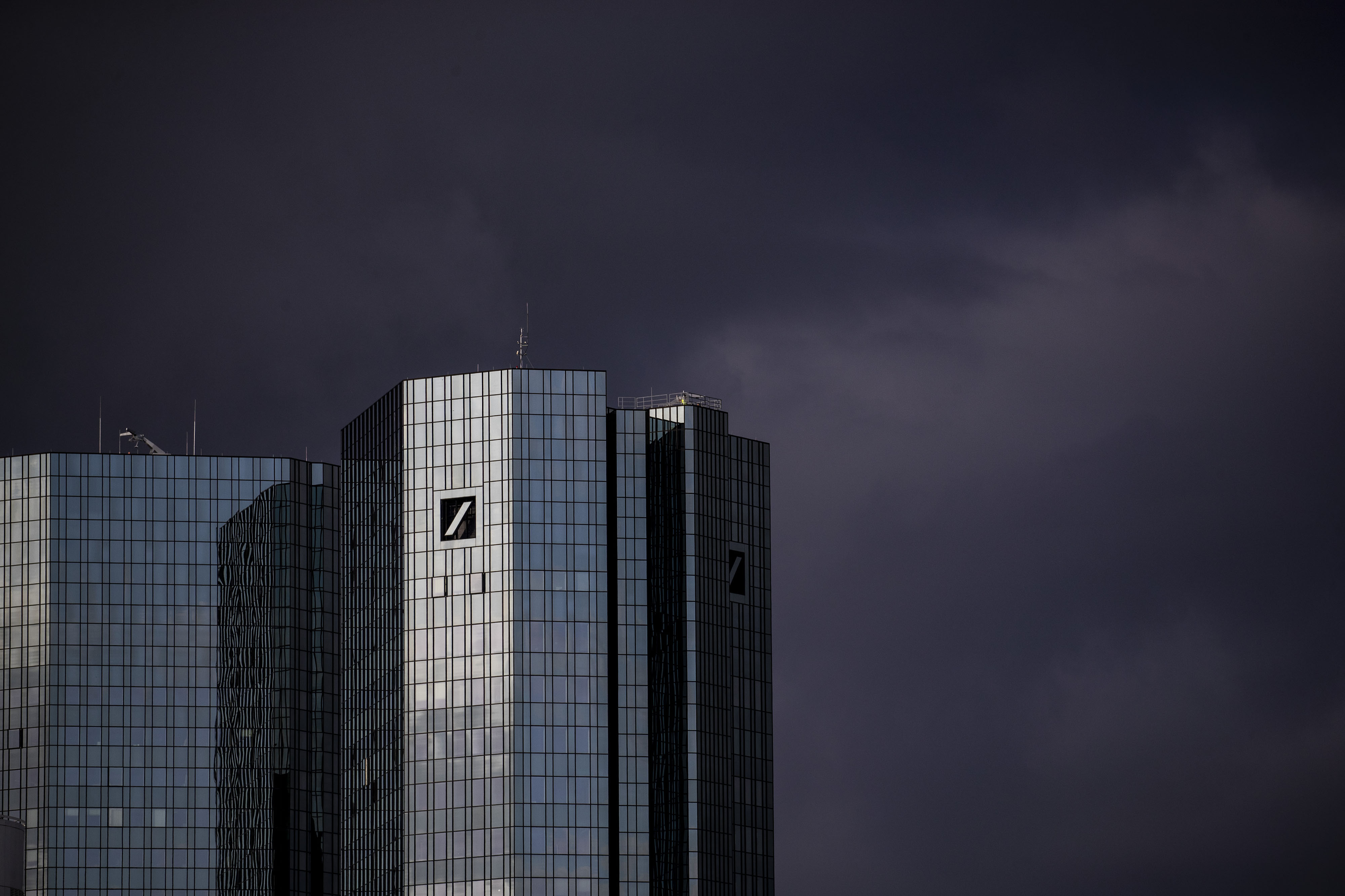 The Deutsche Bank AG twin towers in Frankfurt, Germany.