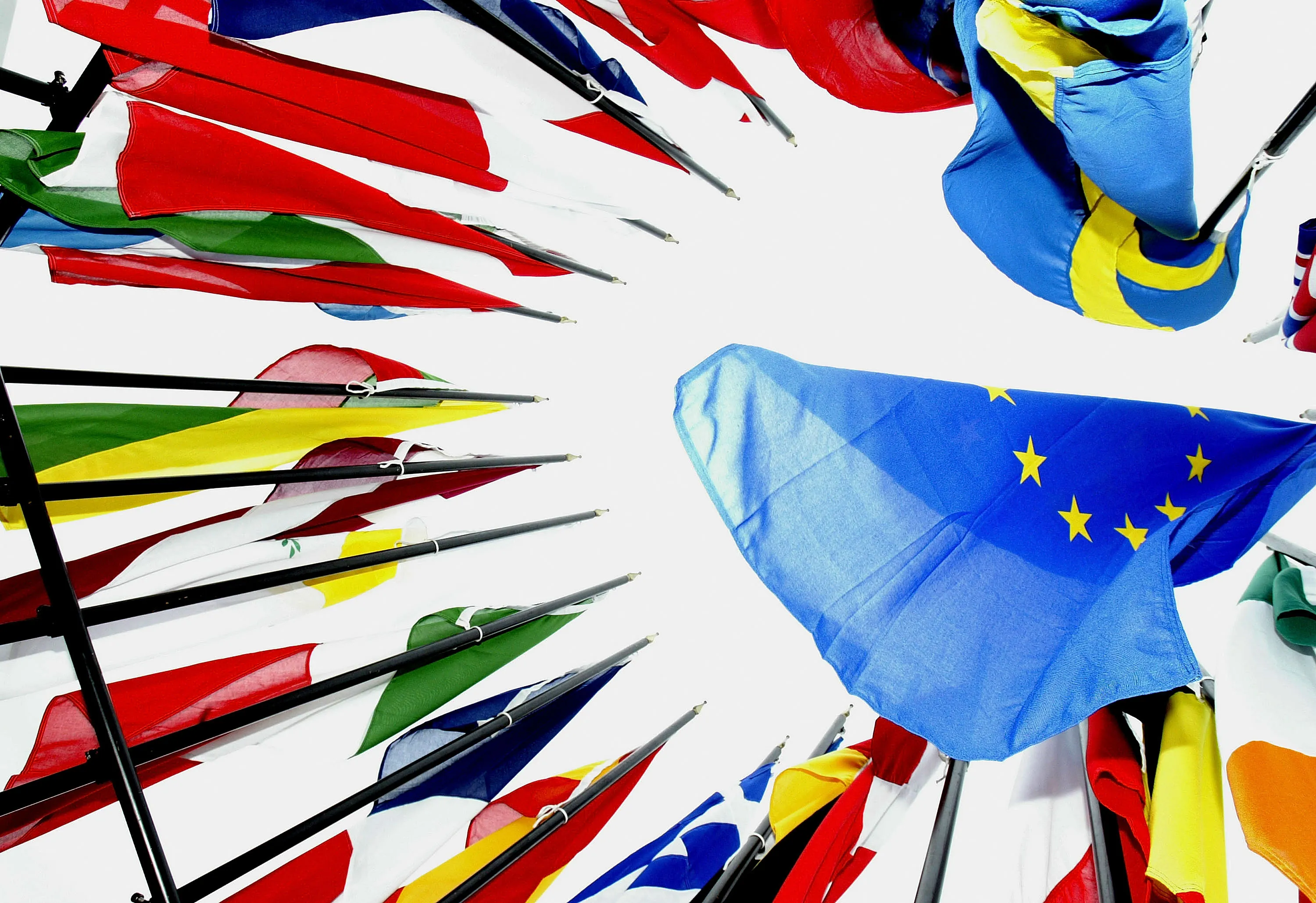 Flags of the European Union countries.&nbsp;