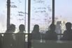 Silhouette shadows of business team meeting in office