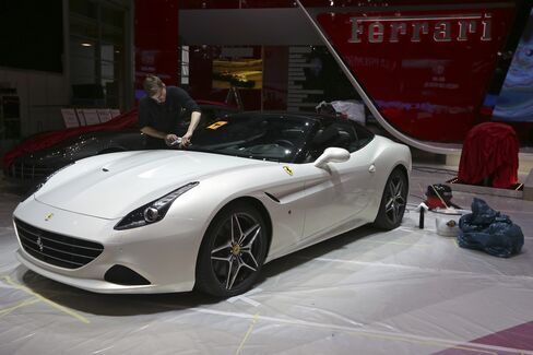 A Ferrari California T Automobile Stands in Geneva