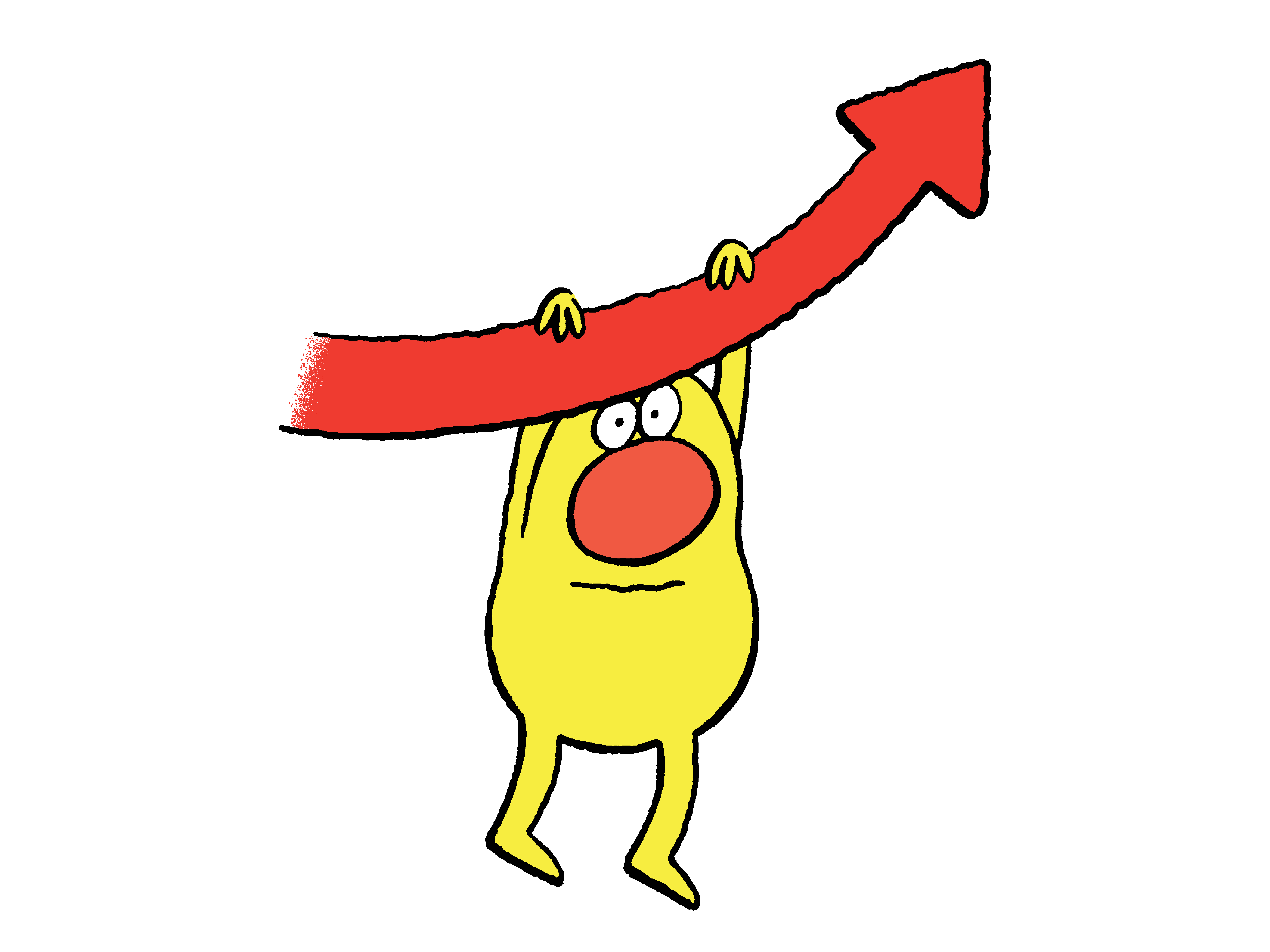 illustration of character holding onto upwards arrow