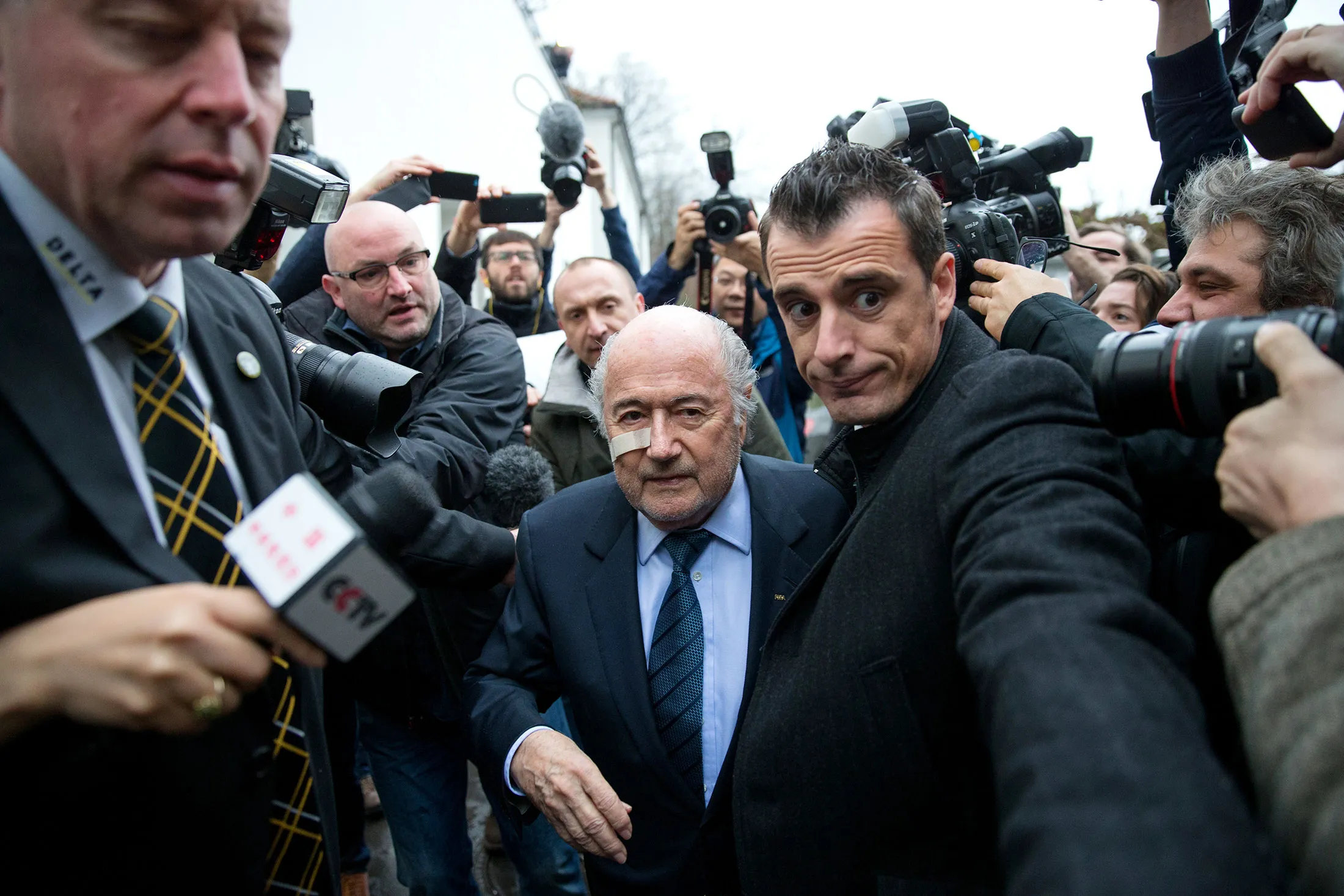 Sepp Blatter arrives for a news conference at FIFA's former headquarters in Sonnenberg, Zurich, on Dec. 21, 2015.
