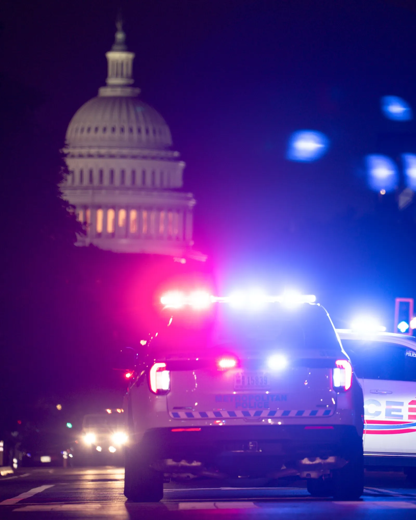 Officers with the FBI, ATF, HSI, US Park Police, and Metropolitan Police Department near the US Capitol in Washington.