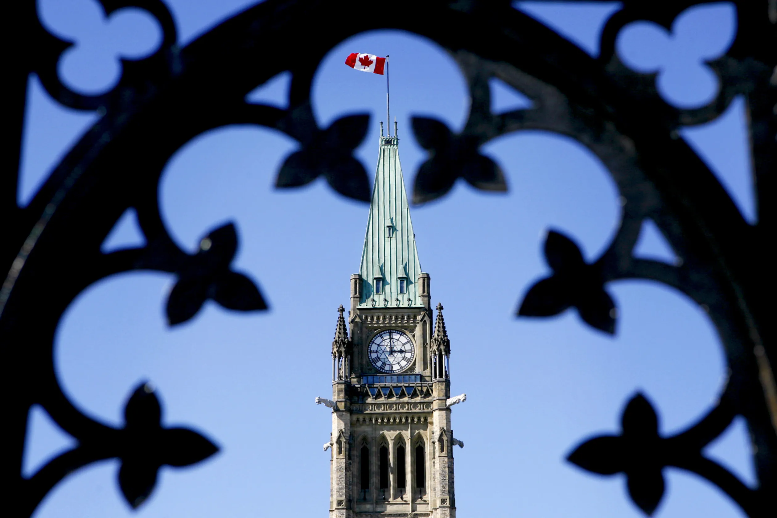 The clock tower on Parliament Hill in Ottawa.