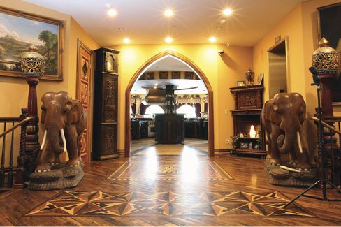 The owner scoured antique shops that would fit with the grandeur of the castle.