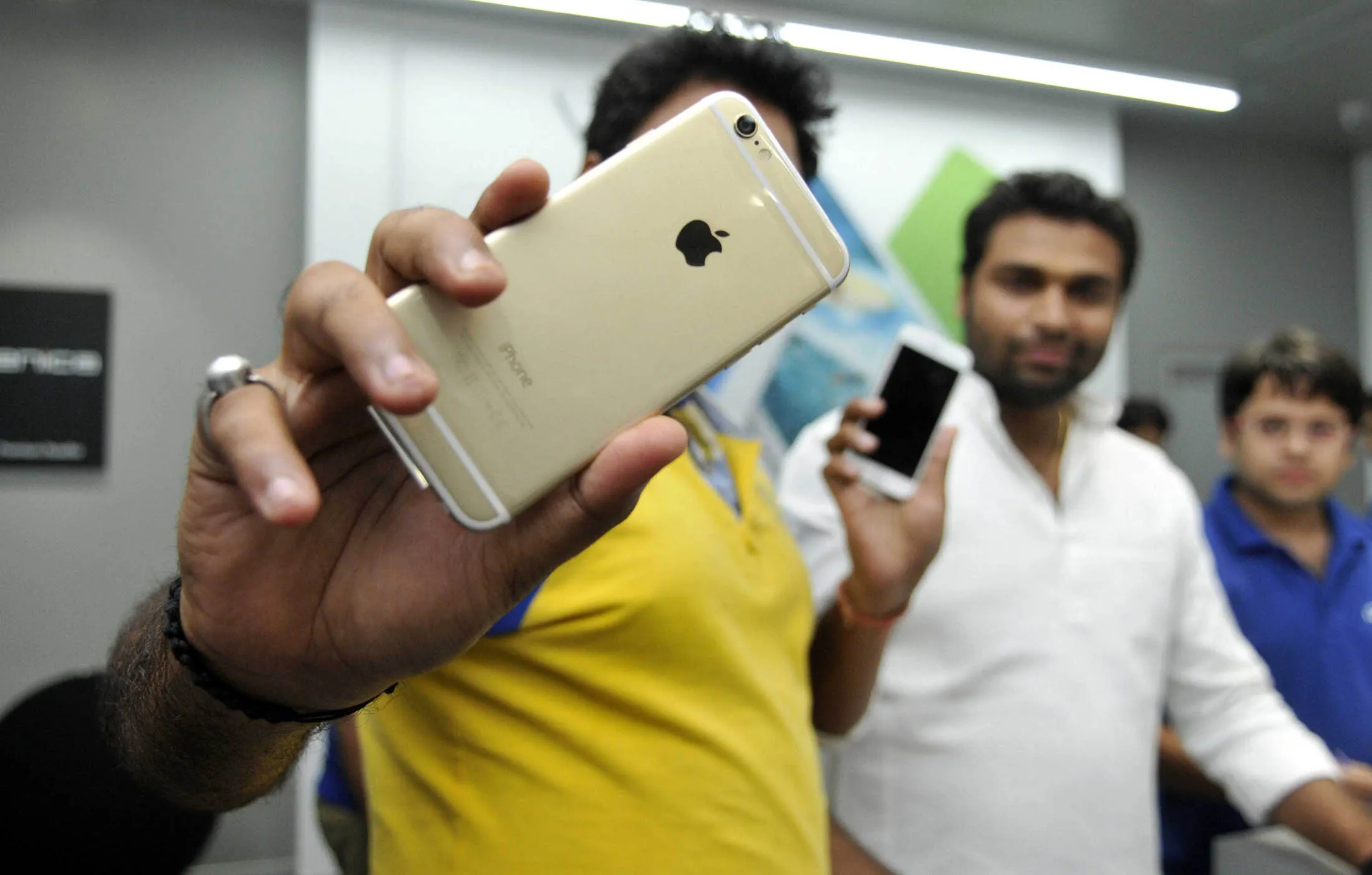 Excited crowd flocked at The Great India Palace mall to buy newly launched Apple iPhone s in India. The company filed a request with the Indian government to open its own stores.
