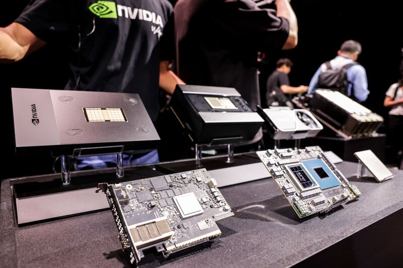 Nvidia Corp. chips during the 2023 Taipei Computex expo in Taipei, Taiwan.