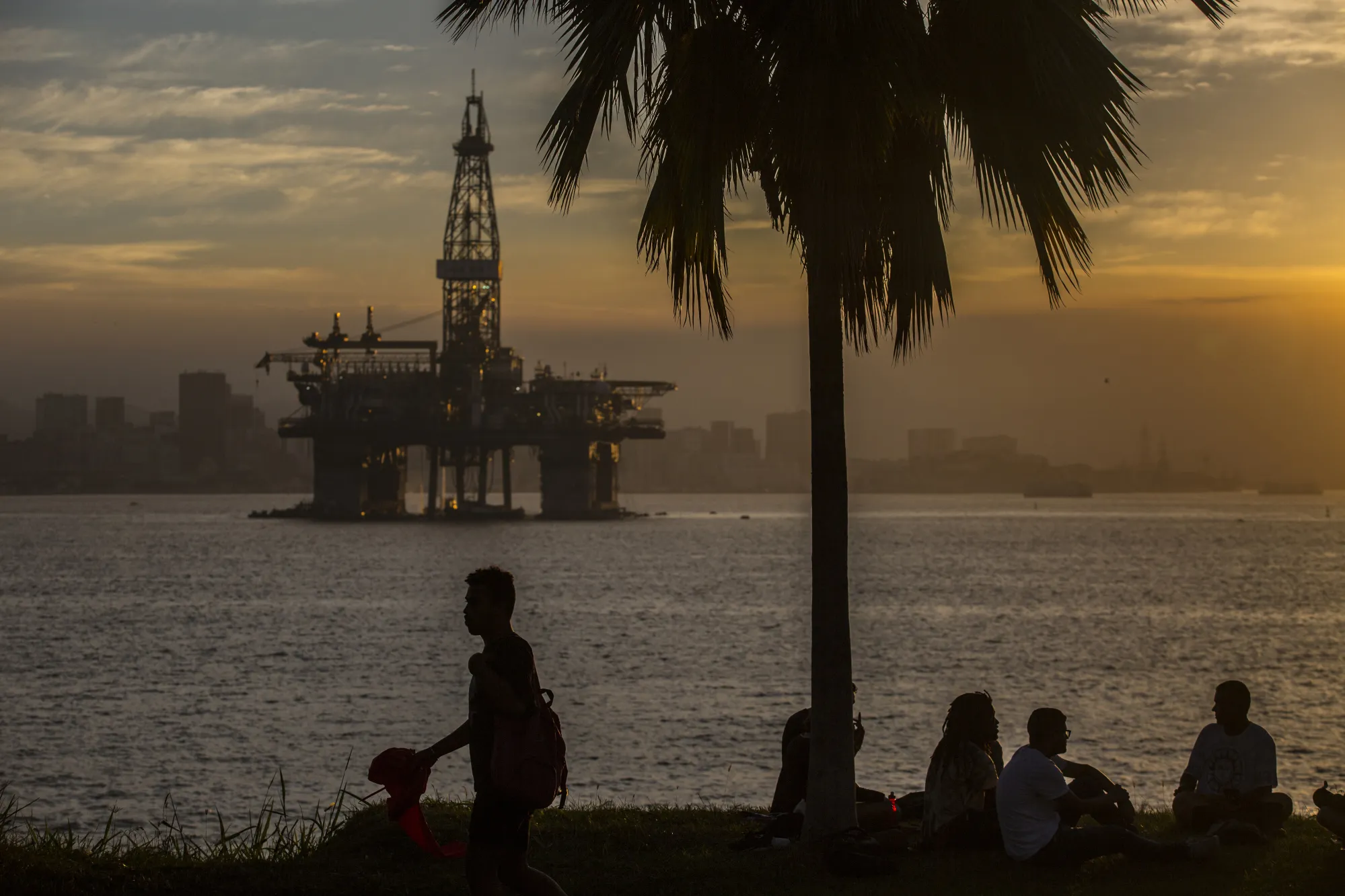 An offshore oil platform near Niteroi, Rio de Janeiro state, Brazil.