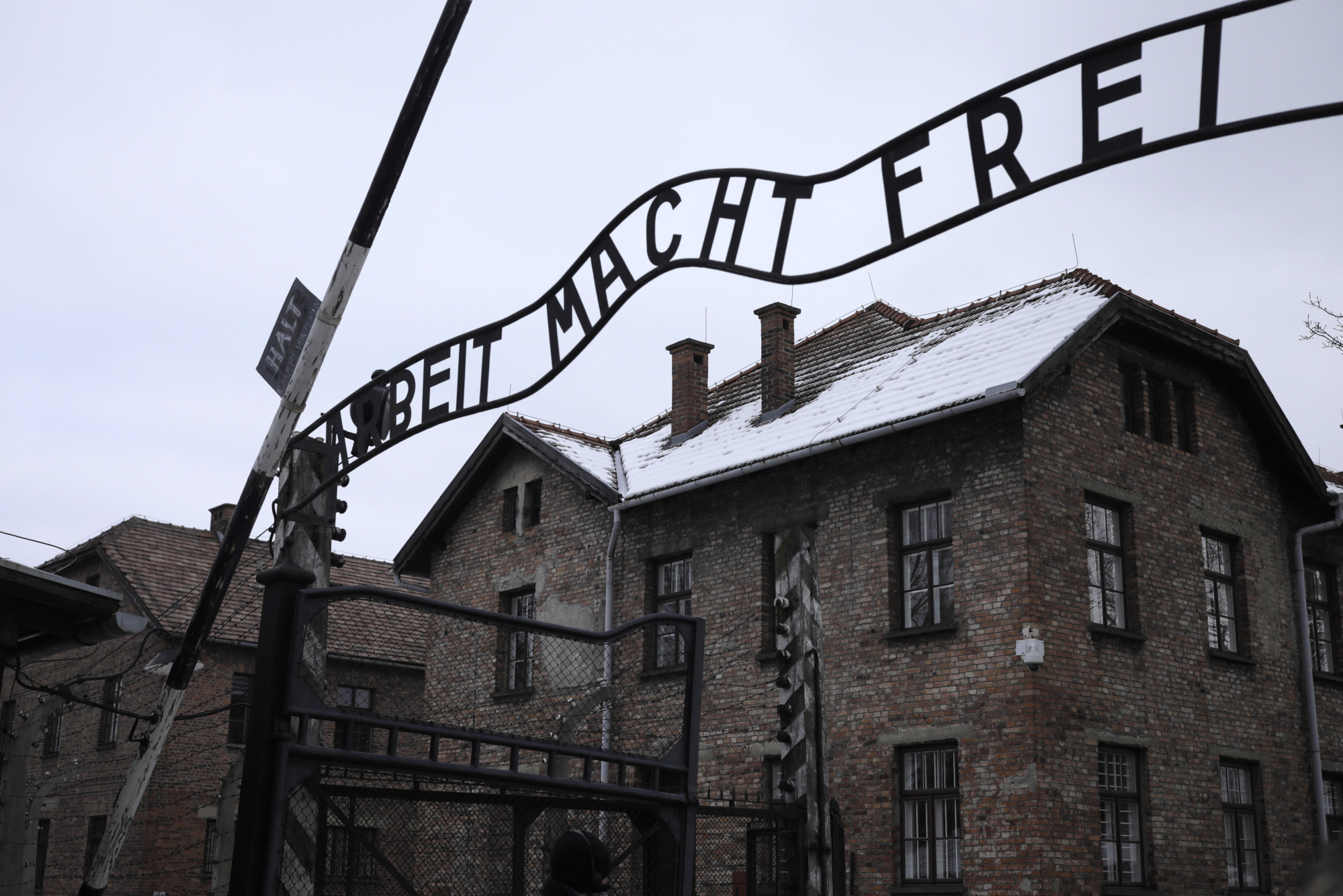 The infamous&nbsp;inscription sits above the main gate at the Auschwitz concentration camp.