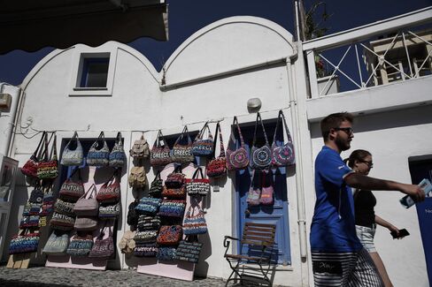 Tourists in Santorini
