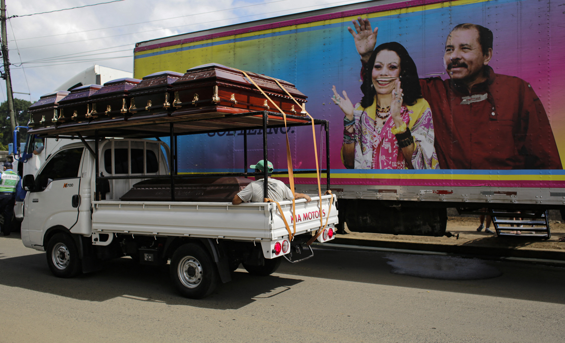 A banner of Daniel Ortega and his wife&nbsp;Rosario Murillo, in Masaya, Nicaragua. on Nov. 2.