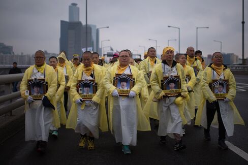 Relatives of victims of the Sewol ferry disaster