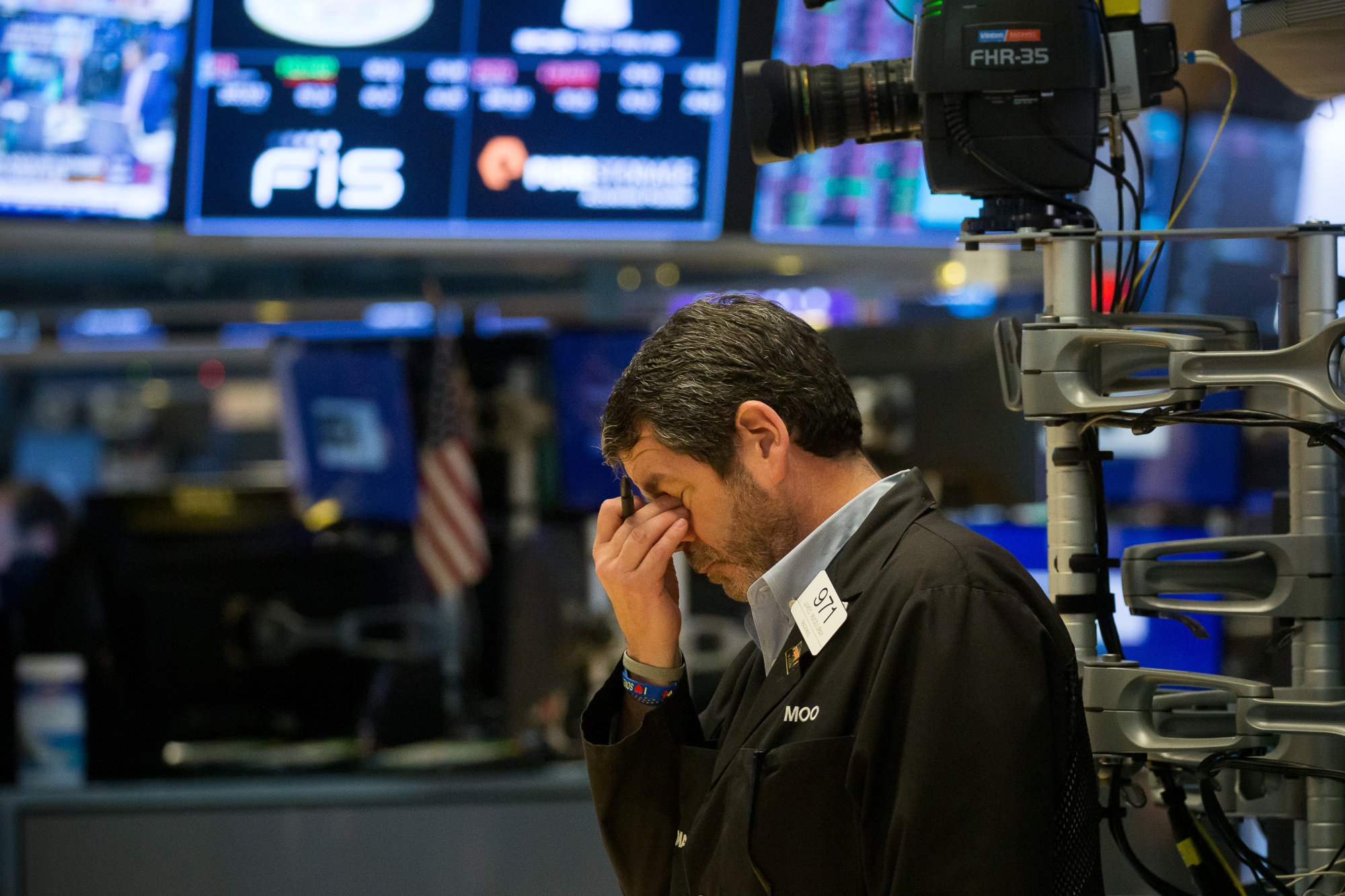 A trader&nbsp;on the floor of the New York Stock Exchange.