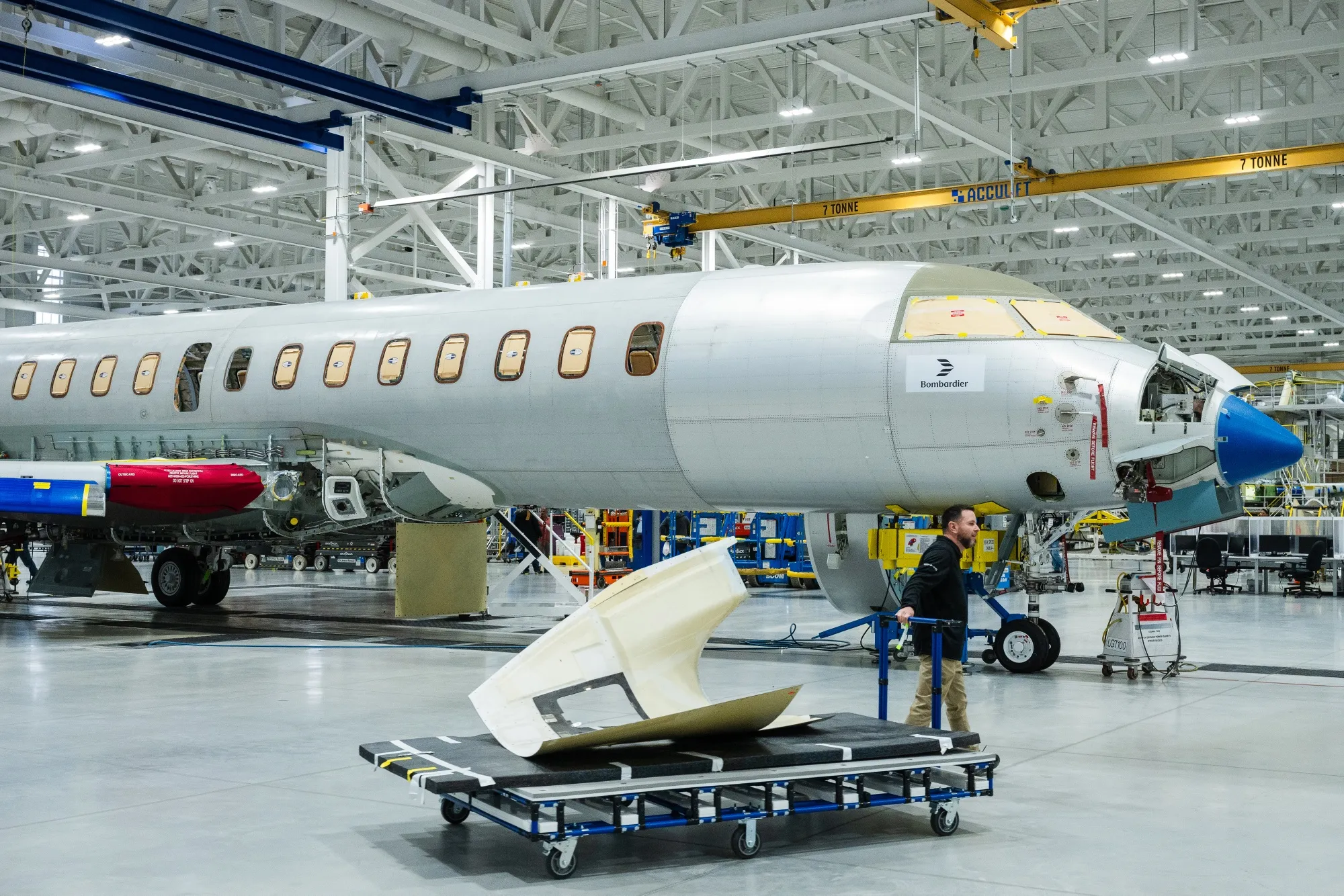 A Bombardier Global 8000 jet&nbsp;at the Bombardier Aircraft Assembly Centre in Mississauga, Ontario.