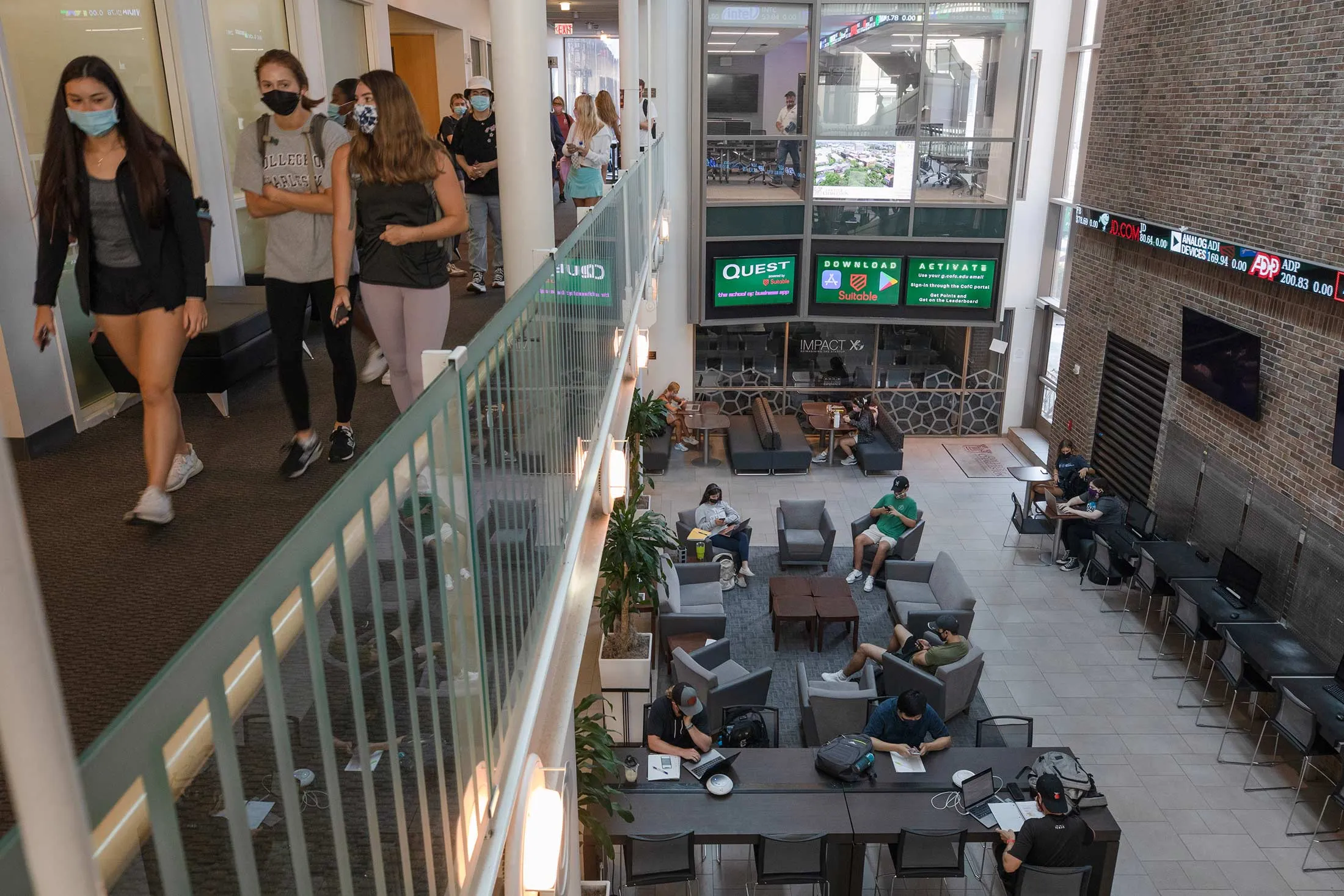 Students in the Beatty Center, home of the&nbsp;College of Charleston School of Business in Charleston, S.C.
