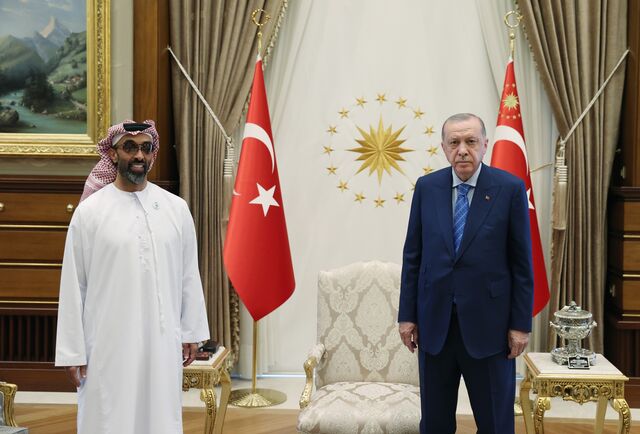 Sheikh Tahnoon and Recep Tayyip Erdogan in Ankara in 2021.