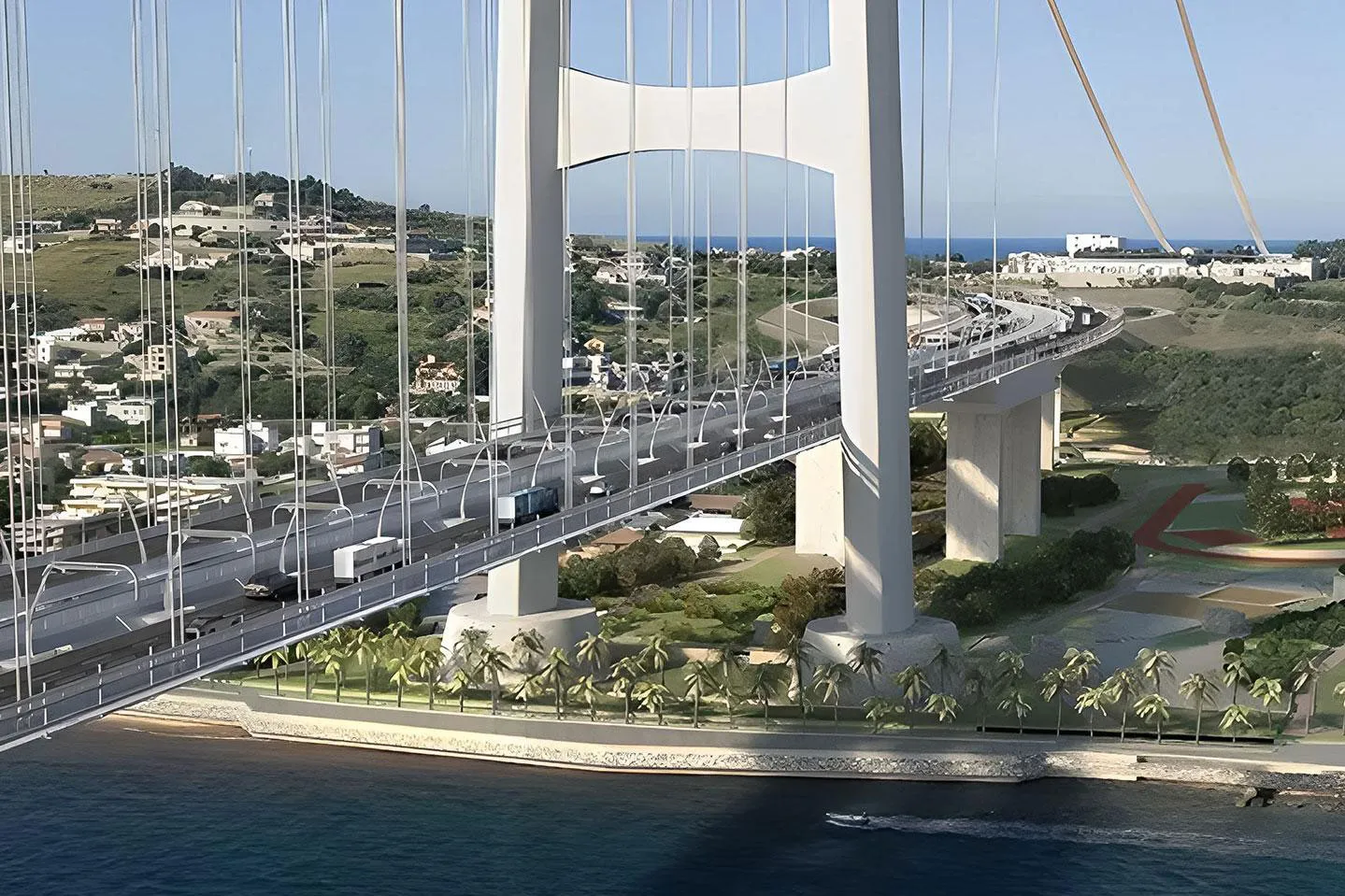 Illustration of the planned Messina Strait bridge.