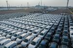 Electric vehicles bound for shipment at the Port of Taicang in China.