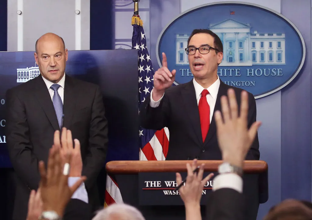 Cohn and Mnuchin take questions on Trump's nonexistent tax plan.
