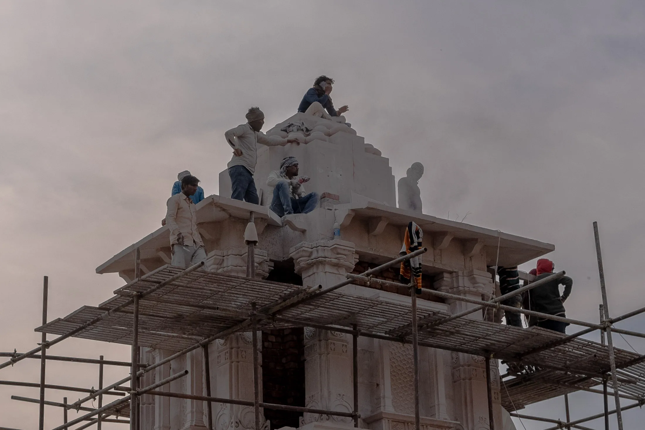 Construction of a pillar&nbsp;that will be part of a gate on the&nbsp;path&nbsp;leading to the Ram temple in Ayodhya, India.